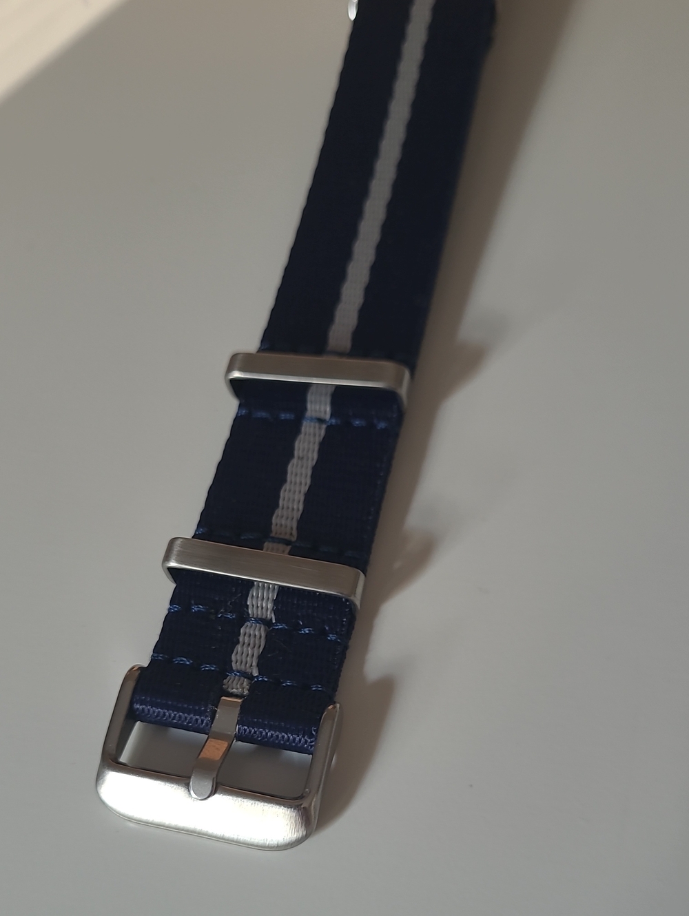 Men's 22mm Navy Blue Stripe Nylon Nato Watch Strap